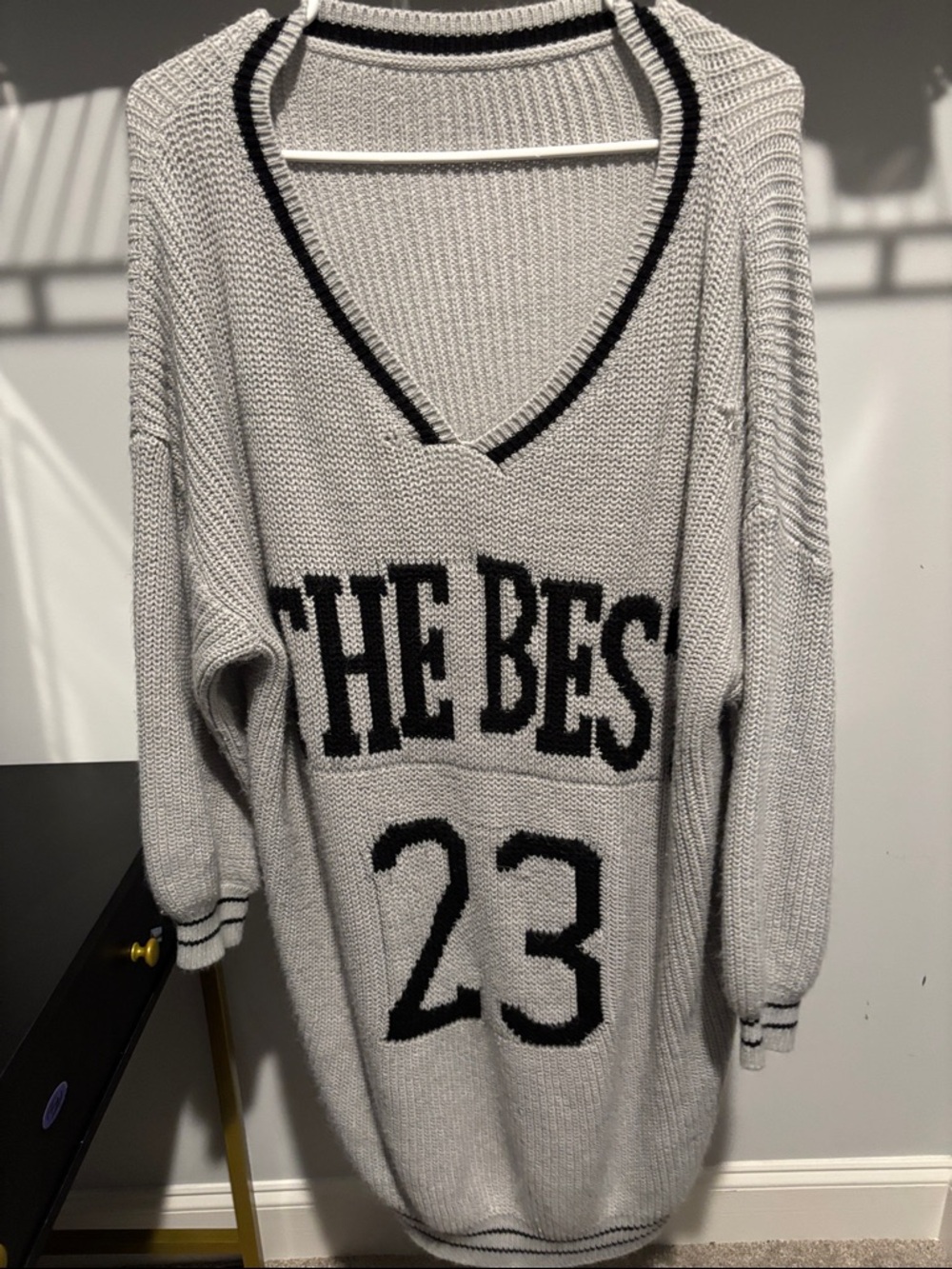 The Best 23 Oversized V-Neck Knit Sweater - Gray/Black
